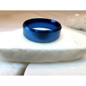 Mens Wedding Engagement Band Indigo Titanium Brushed Ring Sz 13